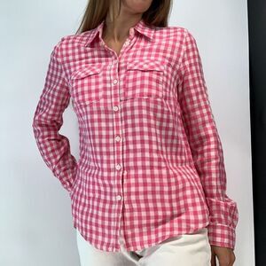 H&M pink white cotton shirt top button down womens sz 8 or M